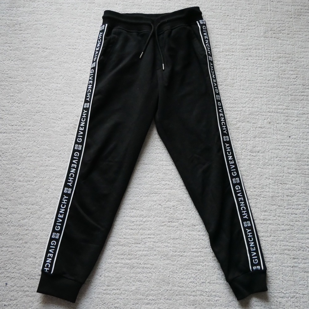 Givenchy Paris Black Logo Tape Cuban Fit Track Joggers Mens Small Sweatpants